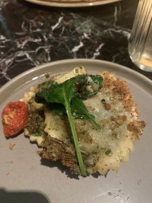 Citrus ravioli with grilled artichoke   at Vegitalian - Schoutenstraat in Utrecht