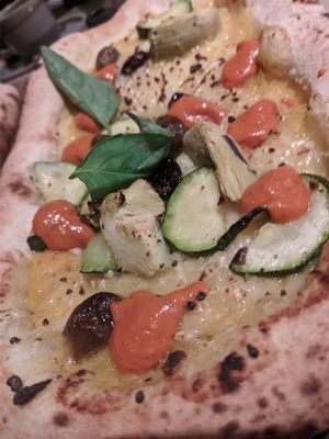 Pizzetta sweet pepper and roasted veggies at Vegitalian - Schoutenstraat in Utrecht