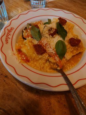 Eggplant ravioli at Vegitalian - Schoutenstraat in Utrecht