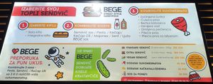 Menu
"Vegan sandwich (sauce and vegetable cheese)" at BEGE Sendvic in Belgrade