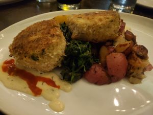 Vegan crabcakes at River & Post in Jacksonville
