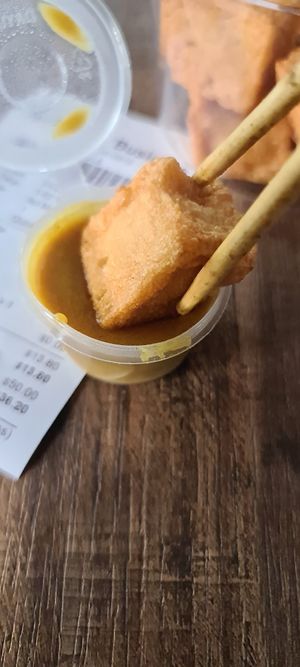 Vegan fish tofu curry at No Monkey Business in Northeast Singapore