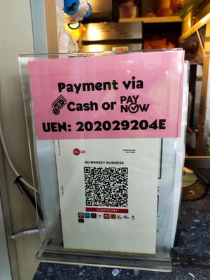 Payment options at No Monkey Business in Northeast Singapore