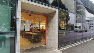 Entrance to foodcourt at No Monkey Business in Northeast Singapore
