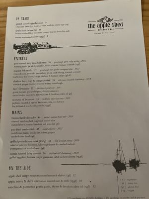 Menu  at The Apple Shed in Mapua