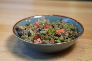 Baba Ganoush
Dip with smoked eggplants, red and green peppers at Tastes of Damascus in Athens