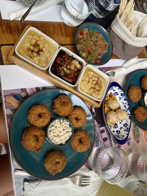 Falafel plate and mezze- 2x hummus so that it’s vegan  at Tastes of Damascus in Athens