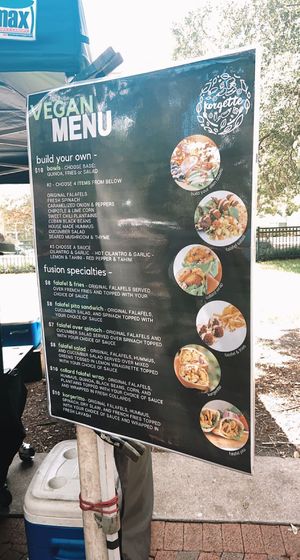 menu from lake eola farmers market booth  at Korgette in Orlando
