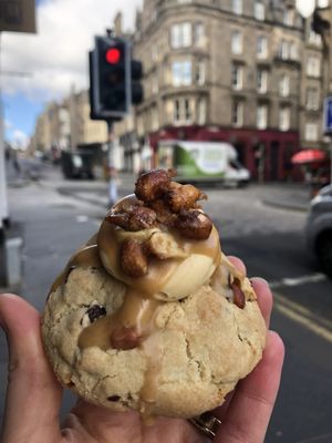 Peanut butter and chocolate chip cookie !!! Extremely tasty ! at Wanderlust Cafe & Bistro in Edinburgh