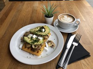 Vegan waffles !!! at Wanderlust Cafe & Bistro in Edinburgh