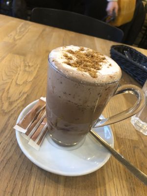 Biscoff hot chocolate at Wanderlust Cafe & Bistro in Edinburgh