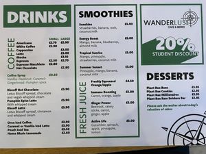 Menu   at Wanderlust Cafe & Bistro in Edinburgh