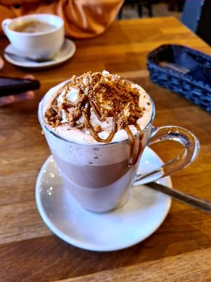 Biscoff hot chocolate at Wanderlust Cafe & Bistro in Edinburgh