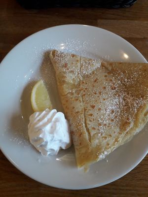 Vegan crepe "Valencia" with cane sugar and lemon juice at Wanderlust Cafe & Bistro in Edinburgh