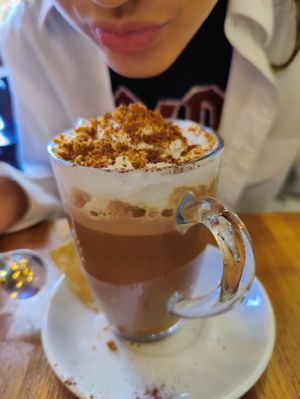 Biscoff hot chocolate at Wanderlust Cafe & Bistro in Edinburgh