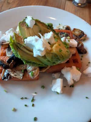 Potato waffles at Wanderlust Cafe & Bistro in Edinburgh