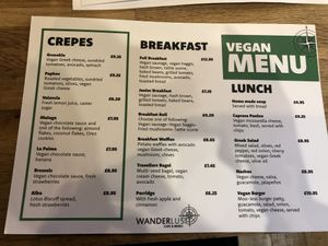 Vegan menu 2022  at Wanderlust Cafe & Bistro in Edinburgh