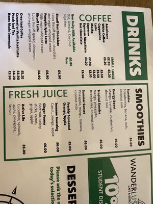 Menu  at Wanderlust Cafe & Bistro in Edinburgh