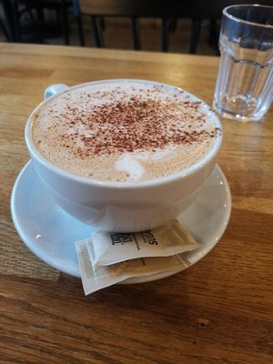 Vegan capucino at Wanderlust Cafe & Bistro in Edinburgh