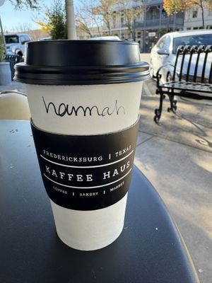 Earl grey tea with oat milk   at KaffeeHaus in Fredericksburg