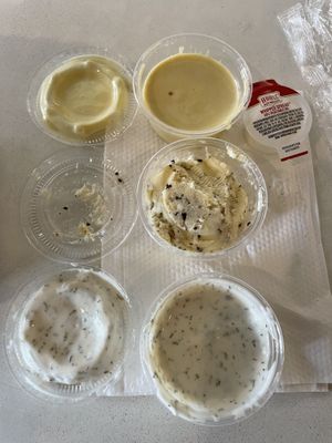 Maple mustard, truffle butter and Mayo sauce   at Winter Park Biscuit Company in Orlando