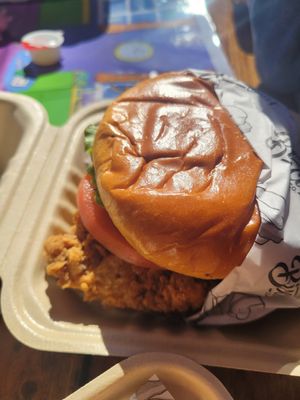 Chick'un brioche sandwich at Winter Park Biscuit Company in Orlando