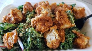 Kale Caesar Salad with Buffalo Tenders at Winter Park Biscuit Company in Orlando