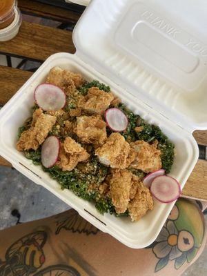 Kale Caesar with crispy chicken   at Winter Park Biscuit Company in Orlando