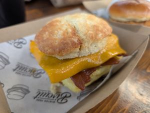Breakfast biscuit sandwich at Winter Park Biscuit Company in Orlando