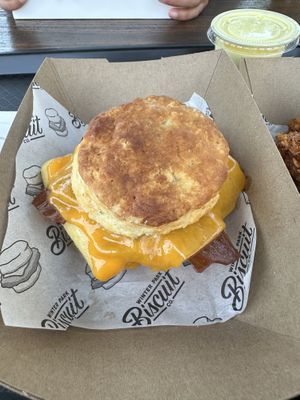 Bacon egg and cheese biscuitts  at Winter Park Biscuit Company in Orlando