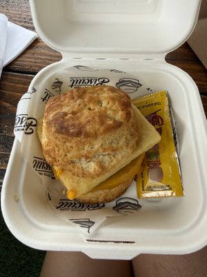 Breakfast sandwich biscuit w/hot saucee  at Winter Park Biscuit Company in Orlando