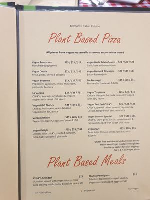 Menu August 2023 at Belmonte in Baulkham Hills