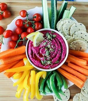 Vegan Beetroot Hummus Platter at Mellybells Cafe in Bodrum