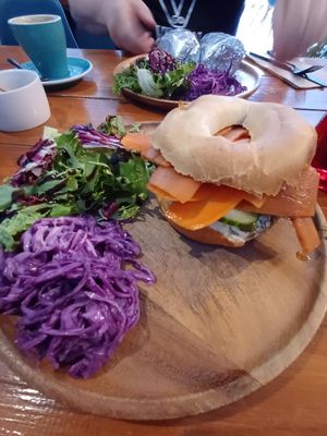 Carrot bagel at Koda Coffee in Scarborough