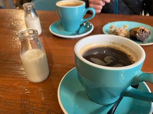 Coffee w oat milk   at Koda Coffee in Scarborough