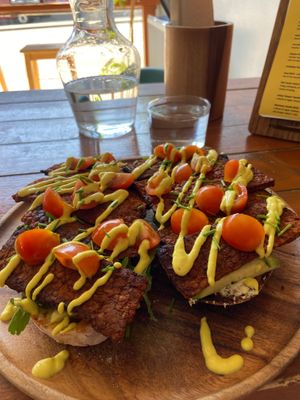 Tempeh Benedict  at Koda Coffee in Scarborough