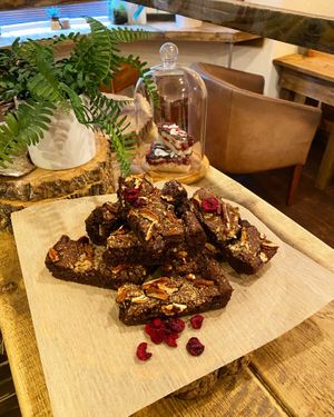 Vegan Dark Chocolate, cherry & pecan brownies  at Sha-Ka Coffee House & Eatery in Scarborough