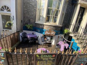 Outside Sha-labour at Sha-Ka Coffee House & Eatery in Scarborough