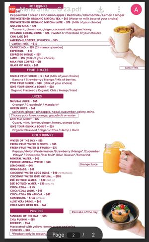 Drinks menu  at The Bowl Bar in Cancun