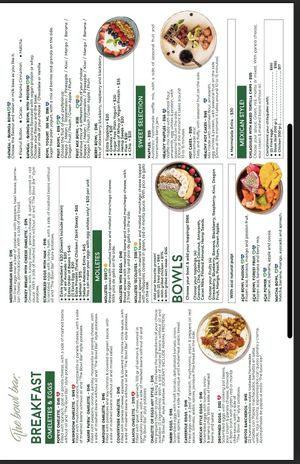 Menu  at The Bowl Bar in Cancun