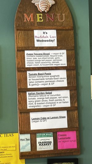 They show the menu of the day on the board and you get every item when you order   at Tricklebee Cafe in Milwaukee