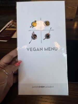 Vegan menu  at The Melting Pot in Oklahoma City