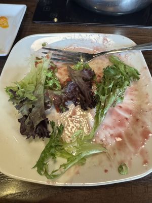 House salad vegan with raspberry vinaigrette - basic, flavorful dressing  at The Melting Pot in Oklahoma City