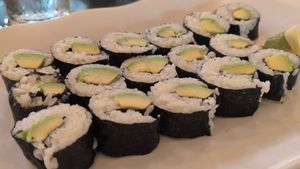 Two avocado rolls at 168 Thai & Sushi in Middleburg