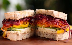 Hummus & veggies sandwich. at Local Coffee + Shop in Puerto Morelos