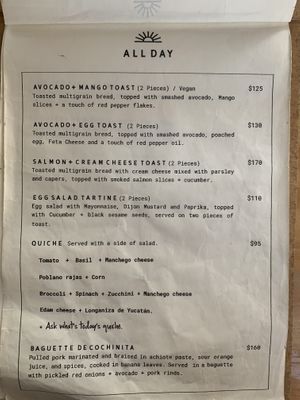Menu at Local Coffee + Shop in Puerto Morelos