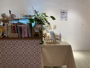 Cute interior at Vegan Vanilla Bakery in Daejeon