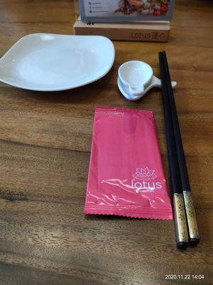 Table set-up at Lotus Vegetarian 莲心 - Novena in Central Singapore