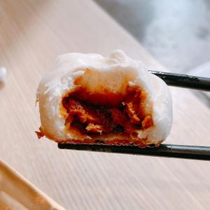 Pan Fried Veggie King Oyster Buns- fillings at Lotus Vegetarian 莲心 - Novena in Central Singapore