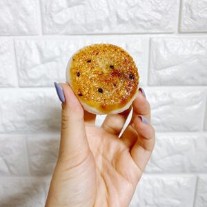 my favourite bun with sesame bun-ttock and delicious fillings. Highly recommend you all to try this sesame bbq bun! at Lotus Vegetarian 莲心 - Novena in Central Singapore